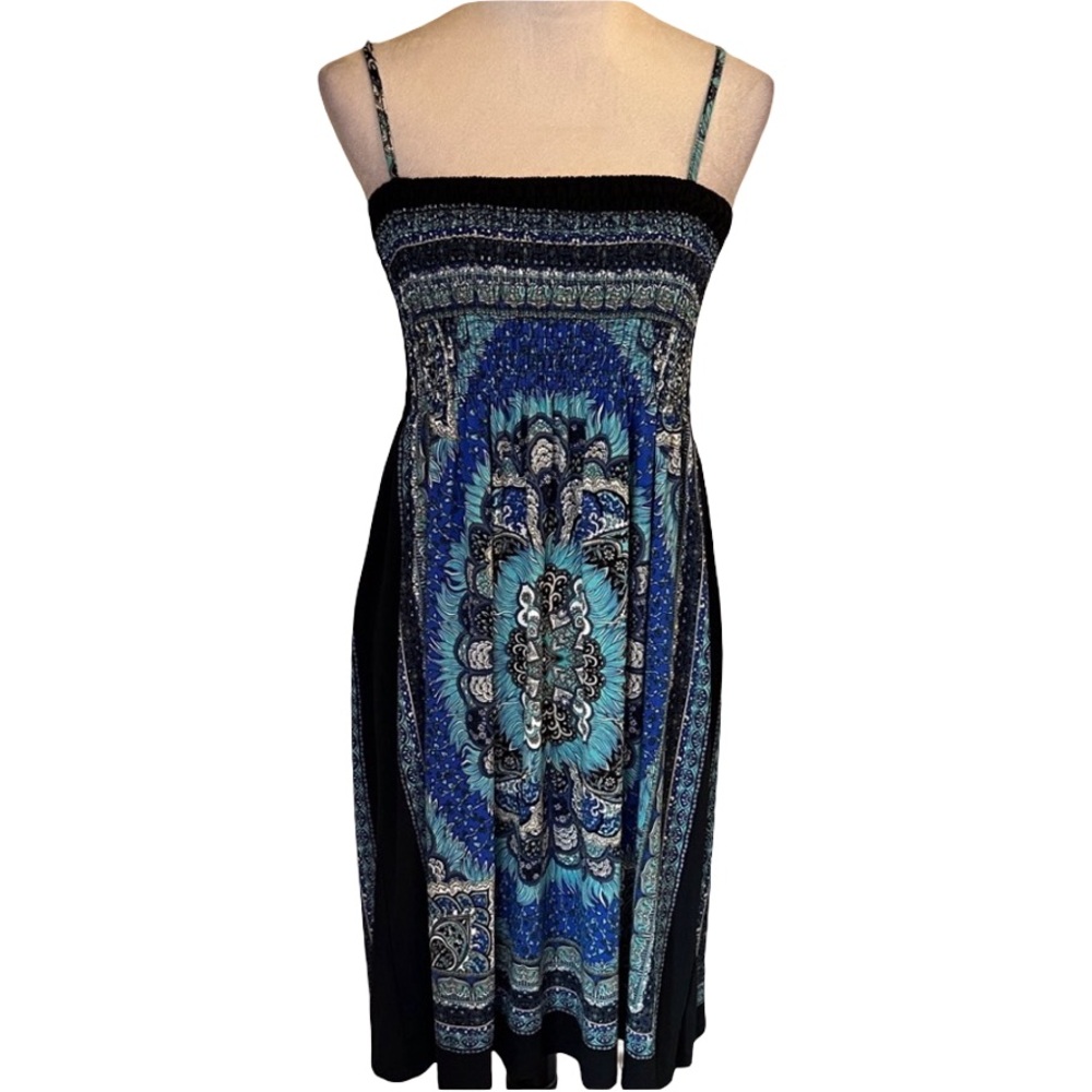 India Boutique Strapless Blue and Black Dress